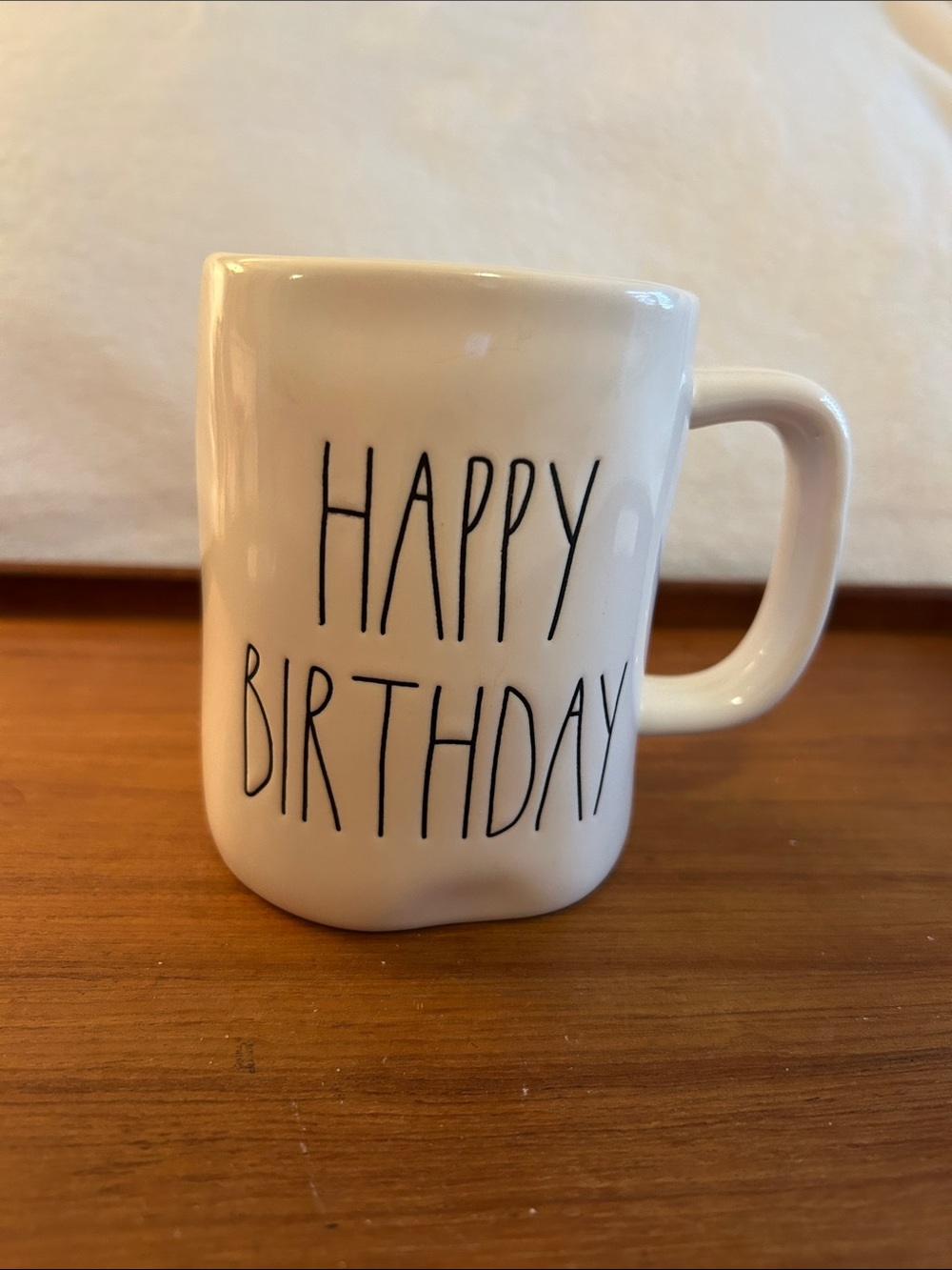 Rae Dunn White 'HAPPY BIRTHDAY' Ceramic Mug